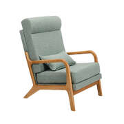 Armchair Linen Fabric Lounge Chair with Lumbar Pillow - Green