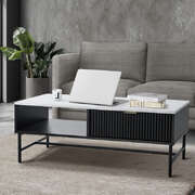 Coffee Table 1 Drawer Sofa End Table Open Shelf Black & White