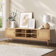 TV Stand Cabinet Entertainment Unit 180cm Rattan Doors Oak