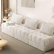 3-Seater Boucle Modular Sofa Lounge Chair Armless White for Living Room