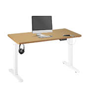 Sit Stand Desk Motorised Adjustable 160cm White&Oak