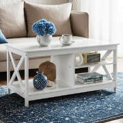 White Coffee Table with Open Storage Shelf Perfect for Books, Décor