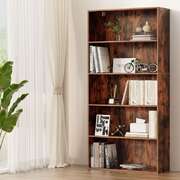 Bookshelf 5 Tiers Walnut Elegant Wooden Storage and Display Unit