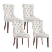 Set of 4 Beige Velvet Dining Chairs Elegant & Comfortable Design