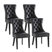 4-Piece Set of Black Leather Dining Chairs Stylish & Durable