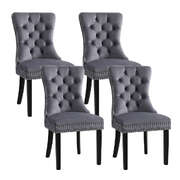 Set of 4 Grey Velvet Dining Chairs Elegant & Modern Design
