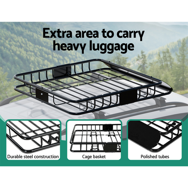 Giantz Universal Car Roof Rack 1240mm Upgraded Holder Cross Bars Aluminium  Silver Adjustable Car 90kgs load Carrier