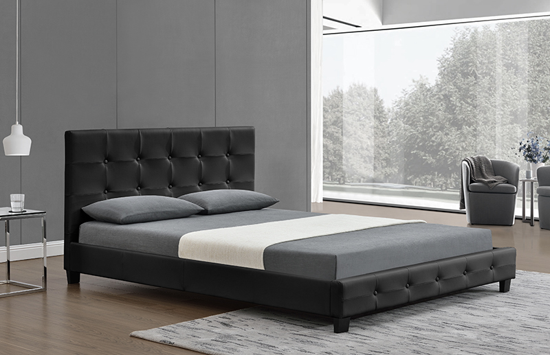 black leather bed