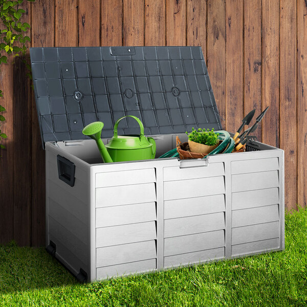 290L Plastic Outdoor Storage Box Container Weatherproof Grey | Afterpay ...