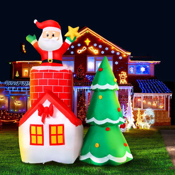 Jingle Jollys 2.2M Christmas Inflatable Santa Tree Lights Outdoor