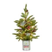 Christmas Tree with Lights in Tin Pot - 65cm