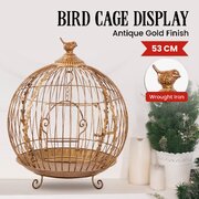 Antique Gold Metal Art Iron Wrought Material Bird Cage Display Christmas Décor