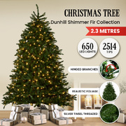 2.3m Dunhill Shimmer Fir Pre-Lit Christmas Tree