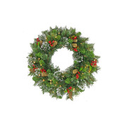 Christmas Wreath with Lights- 61cm Wintry Pine