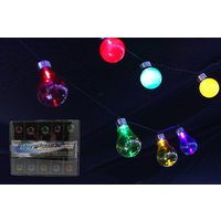 10 Multi Coloured LED Globe Party Lights 2.75m