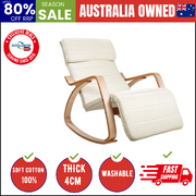 Rocking Armchair Bentwood Frame With Footrest Beige Afton