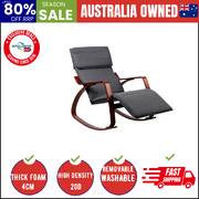 Rocking Armchair Bentwood Frame With Footrest Charcoal Afton