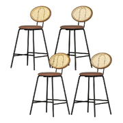 4x Bar Stools Kitchen Counter Chairs PU Leather Padded Metal Brown