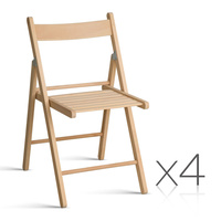 Set of 4 Foldable Wooden Dining Chair - Natural