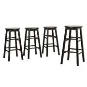 4x Bar Stools Round Chairs Wooden Black Sleek Comfortable