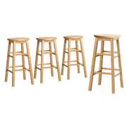 4x Bar Stools Round Chairs Wooden Nature Stylish