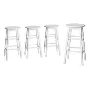 4x Bar Stools Round Chairs Wooden White Stylish Comfortable