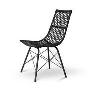 Set of 4 PE Wicker Dining Chair - Black