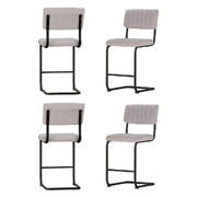 4x Bar Stools Kithen Dining Chairs Velvet Padded Stool Metal Grey