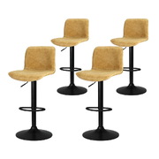 4x Bar Stools Kitchen Swivel Gas Lift Chairs Brown