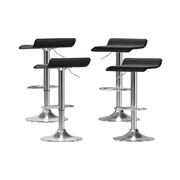 4x Bar Stools Faux Leather Chair Black