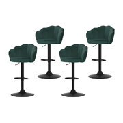 4x Bar Stools Kitchen Stool Swivel Chair Gas Lift Velvet Padded Green