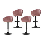 4x Bar Stools Kitchen Stool Swivel Chair Gas Lift Velvet Padded Pink