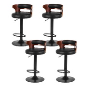 4x Bar Stools Gas Lift Leather