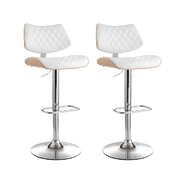 2X Bar Stools Kitchen Dining Chairs Gas Lift Stool Wooden Leather White