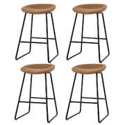 4X Bar Stools Kitchen Dining Chairs Counter Stool Pu Leather Metal Brown