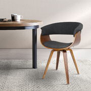 Timber Wood and Fabric Dining Chair - Charcoal