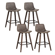 4x Bar Stools Vintage Leather Wooden