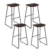 4x Wooden Bar Stools Kitchen Bar Stool Counter Chairs Leather Black