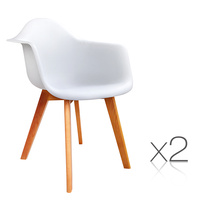 Set of 2 Dining Chairs - White