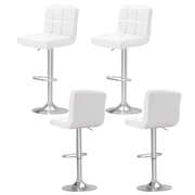 4x Bar Stools Leather Gas Lift White Adjustable Height 