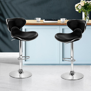 2x Bar Stools DINO Kitchen Swivel Bar Stool Leather Gas Lift Chairs Black