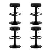 4X Bar Stools Leather Padded Gas Lift Black