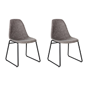 Set of 2 PU Leather Dining Chairs - Grey