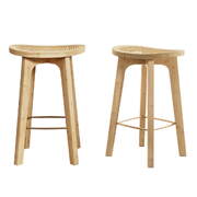 2x Bar Stools Bamboo Rattan Stool Counter Chair Kitchen Barstools