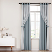 2X 132x160cm Blockout Sheer Curtains Light Grey