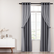 2X 132x213cm Blockout Sheer Curtains Charcoal