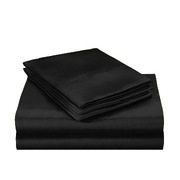 Silky Satin Quilt Cover Set Bedspread Black Double