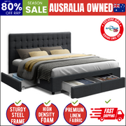 Bed Frame King Size with 4 Drawers Charcoal AVIO