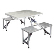 Aluminium Camping Table with Chairs Foldable Picnic Garden Bench