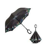 Windproof Double-Layered Hands Free Folding Upside-Down Umbrella Spring